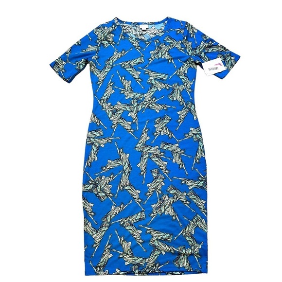NWT LuLaRoe Julia Bodycon Sheath Dress Green Statue of Liberty Women’s Size Med - Picture 1 of 6